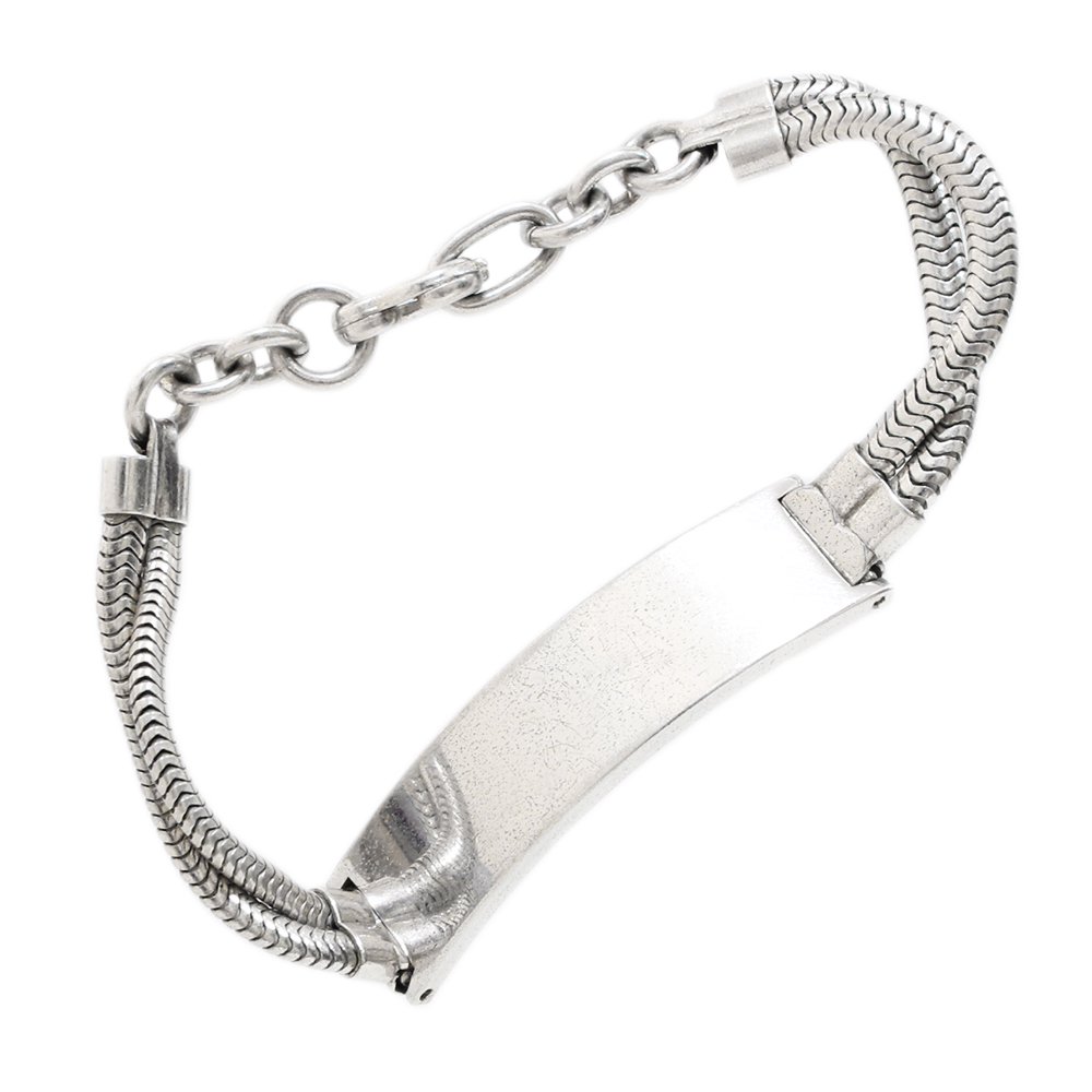 Vintage Double Snake Chain ID Bracelet