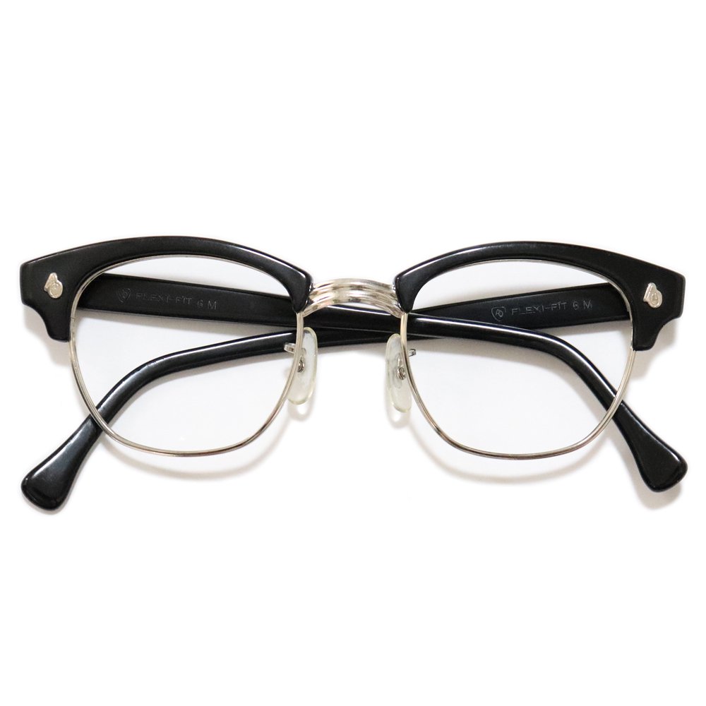 Vintage 1960's American Optical Browline Eyeglasses Black -Made in U.S.A.-