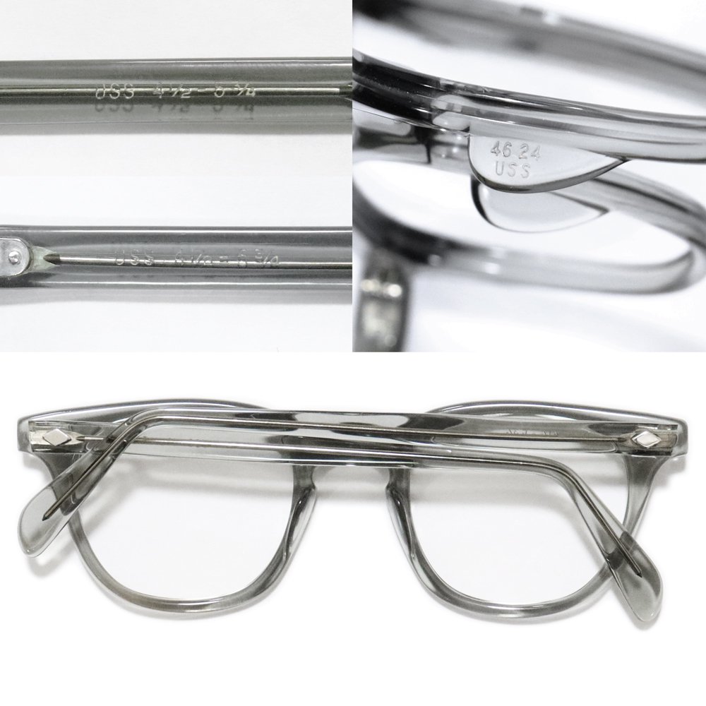 Vintage 1950 S Uss Military Official Eyeglasses Gray Smoke [46 24] ｜ ビンテージ眼鏡 American Classics