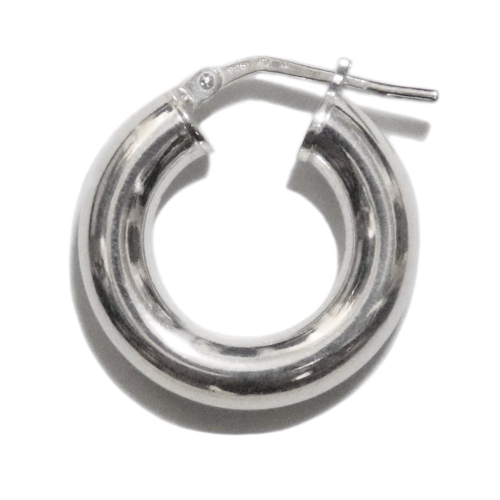 Italy 925 Silver Plain Fat Hoop Earring -1 Pair- ｜ イタリア製