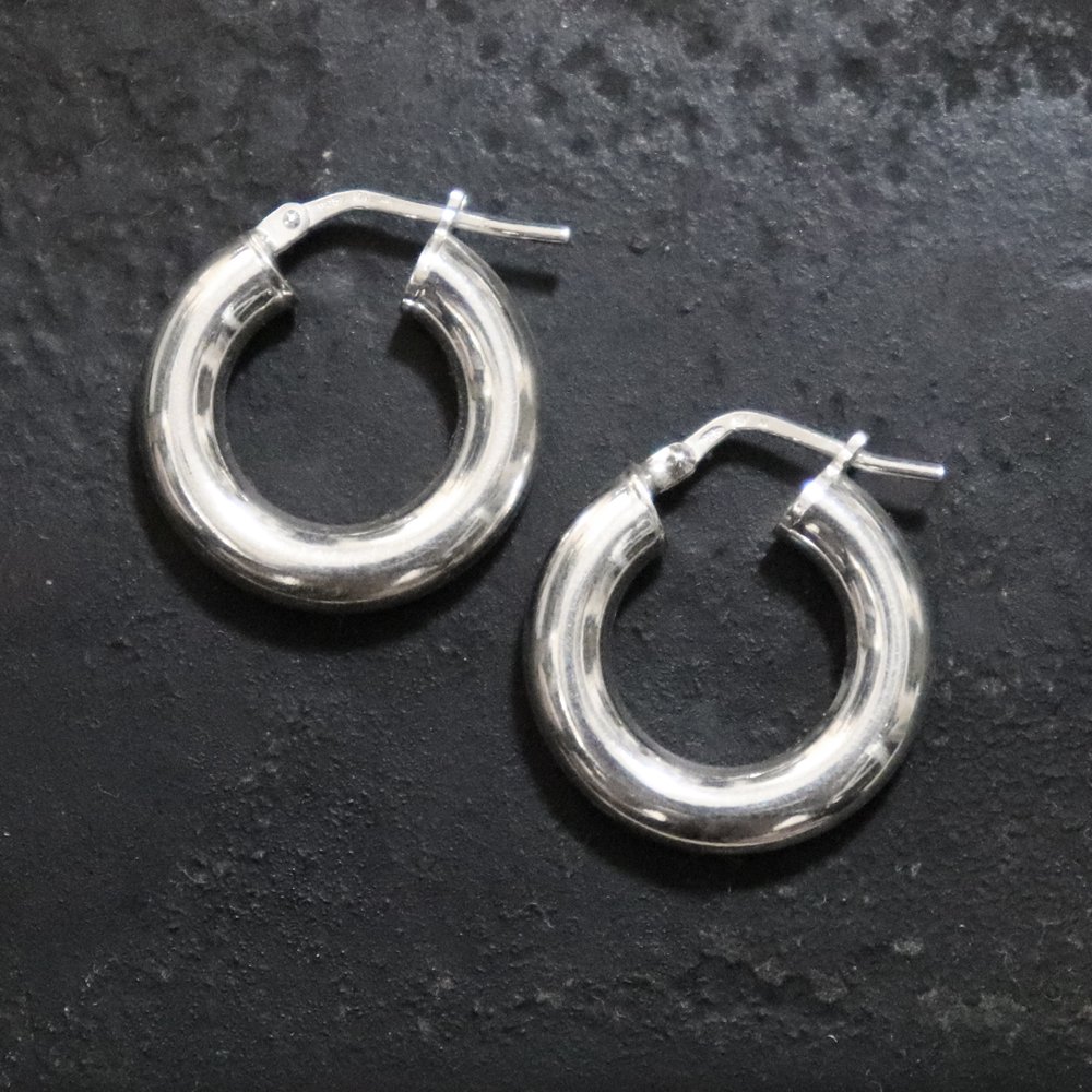 Italy 925 Silver Plain Fat Hoop Earring -1 Pair- ｜  イタリア製スターリングシルバープレーンファットフープピアス - American Classics