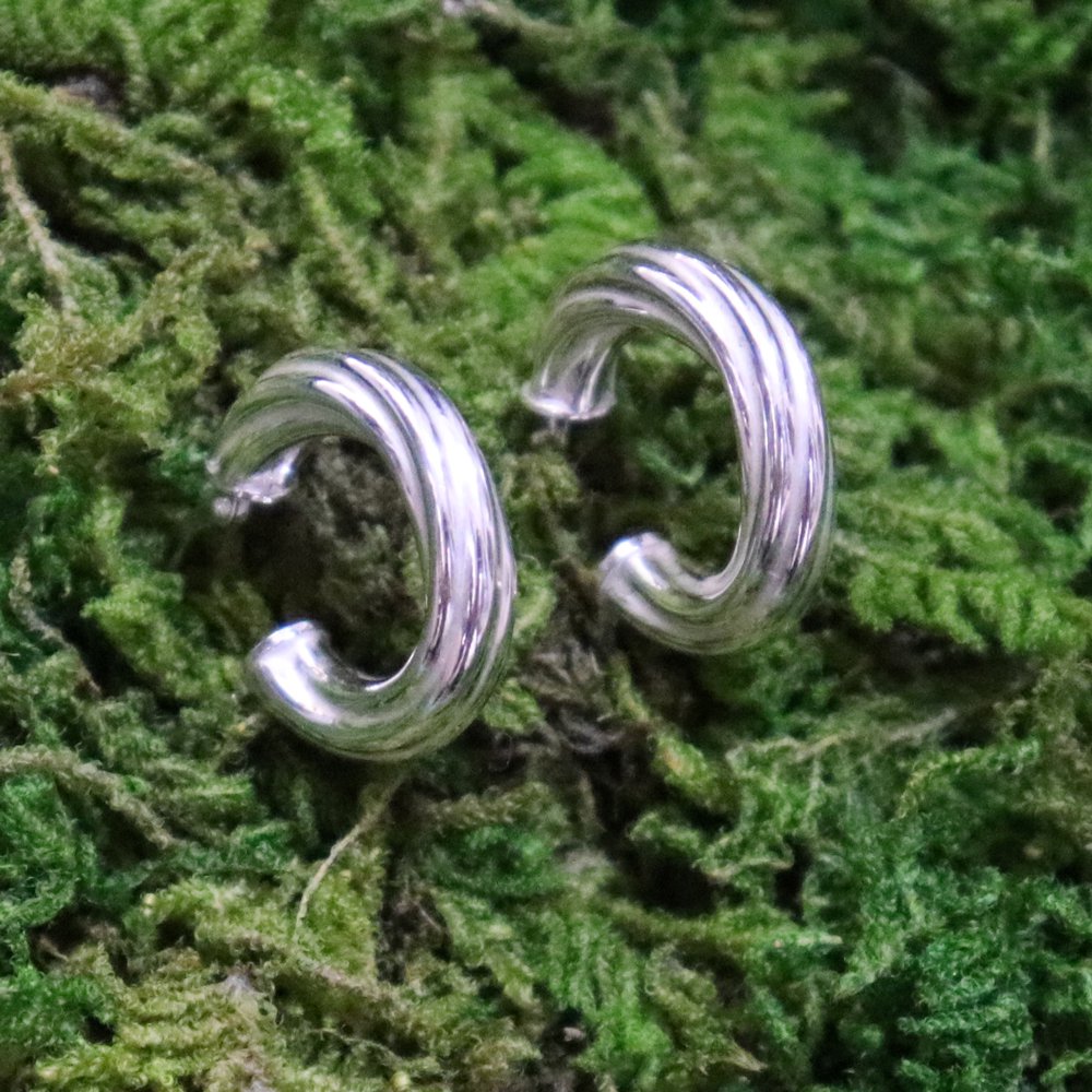 Italy 925 Silver Twist Fat Hoop Earring -1 Pair- ｜ イタリア製