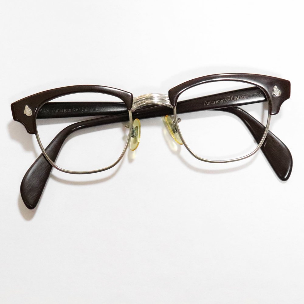 Vintage 1960 S American Optical Browline Eyeglasses Brown Made In U S A ｜ ビンテージ眼鏡 American