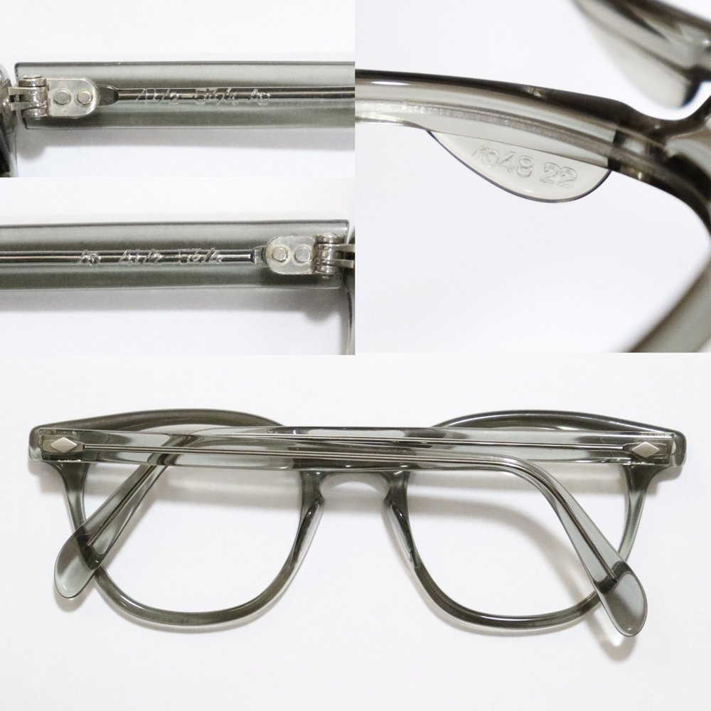 Vintage 1950 S American Optical Uss Military Official Gi Glasses Gray Smoke [48 22] ｜ ビンテージ眼鏡