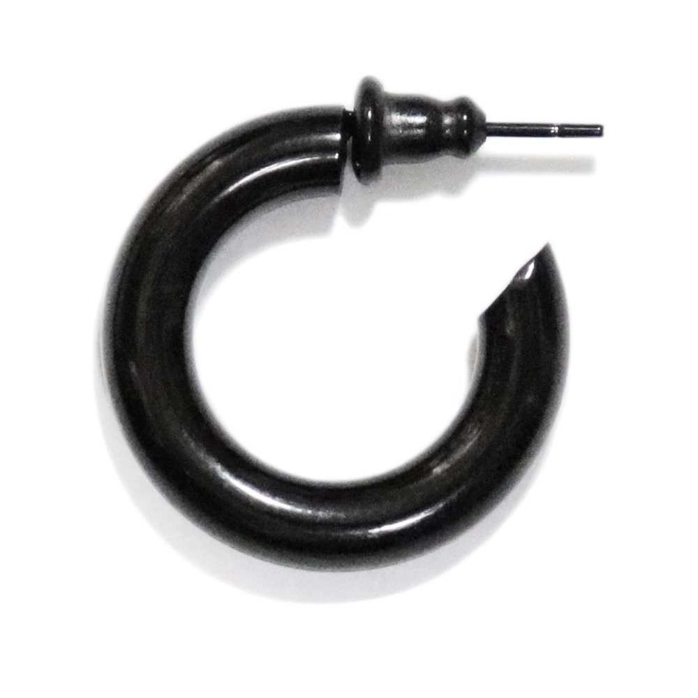 Black Plain Fat Hoop Earring -1 Pair-