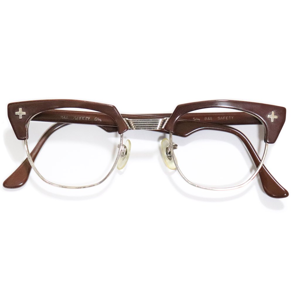 Vintage 1950's Bausch&Lomb Browline Safety Glasses Chocolate Brown 