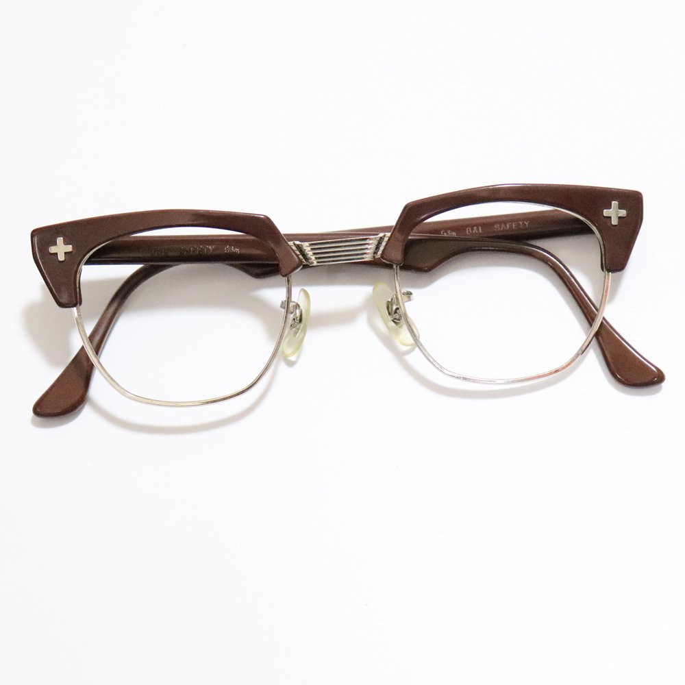 Vintage 1950's Bausch&Lomb Browline Safety Glasses Chocolate Brown 