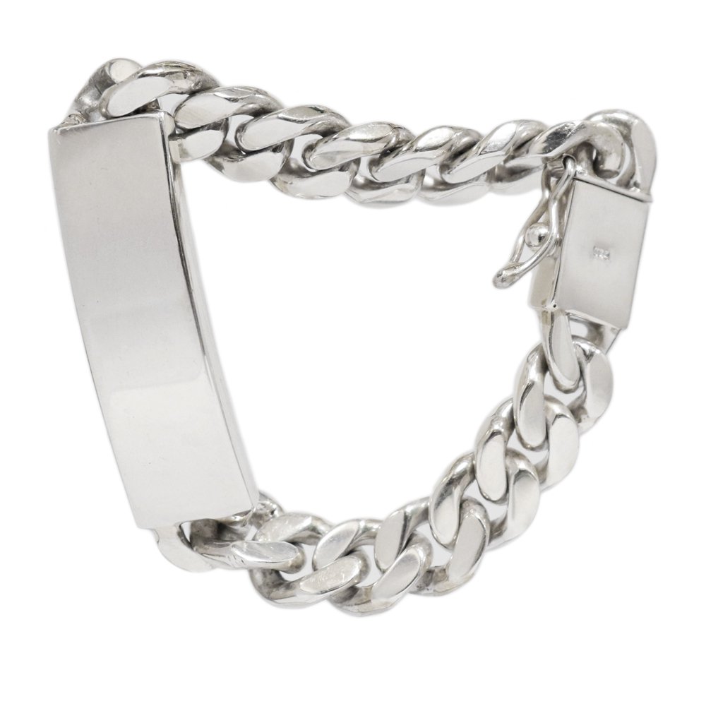 Silver 925 Heavy Chunky Curb Link Chain ID Bracelet -12mm wide ...