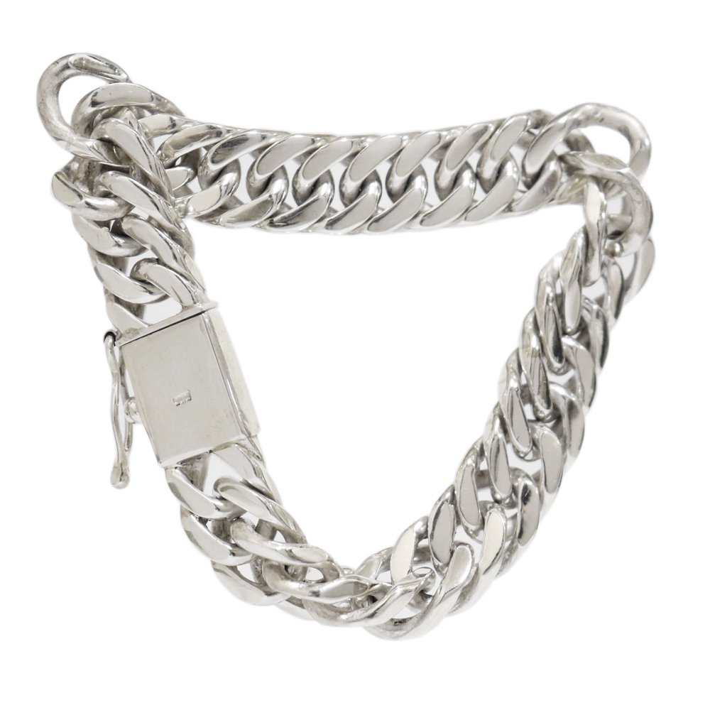 Silver 925 Heavy Double Curb Link Chain Bracelet -12mm wide