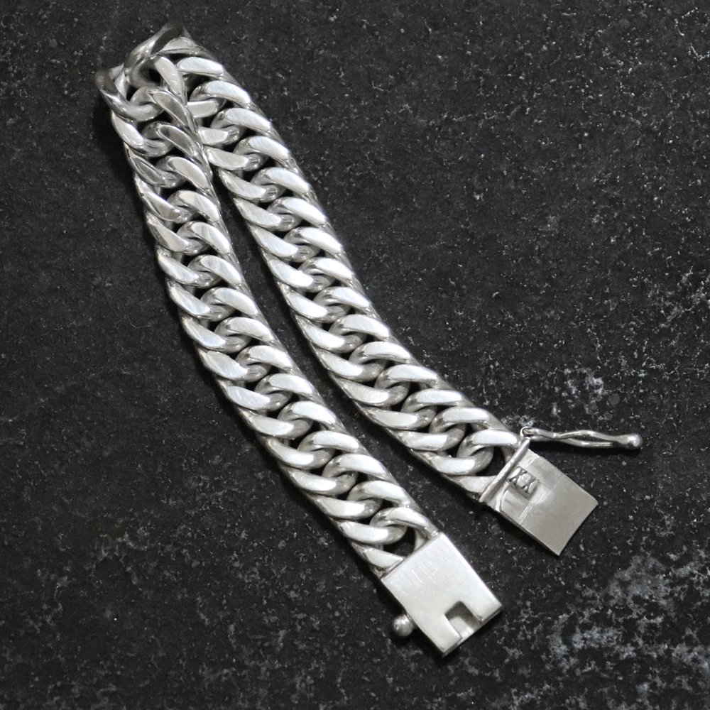 Silver 925 Heavy Double Curb Link Chain Bracelet -12mm wide