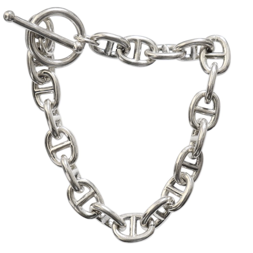 Silver 925 Anchor Link Chain Bracelet -10mm wide-