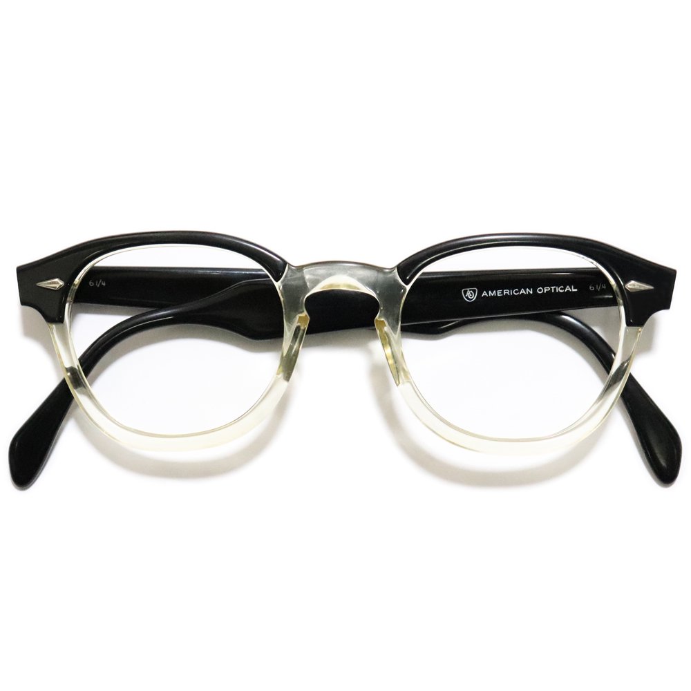 Vintage 1960's American Optical Jazz 2Tone Eyeglasses Black / Clear -Made in U.S.A.-
