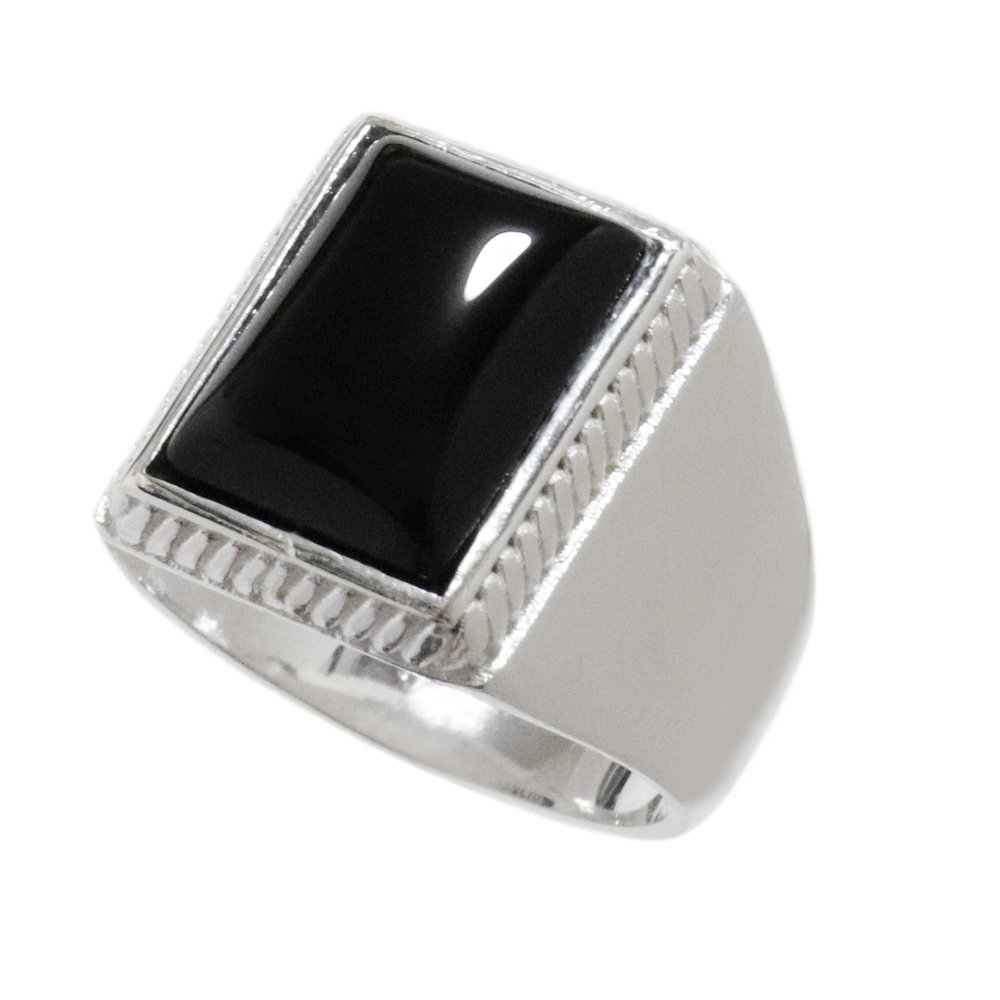 925 Silver Black Onyx Square Ring