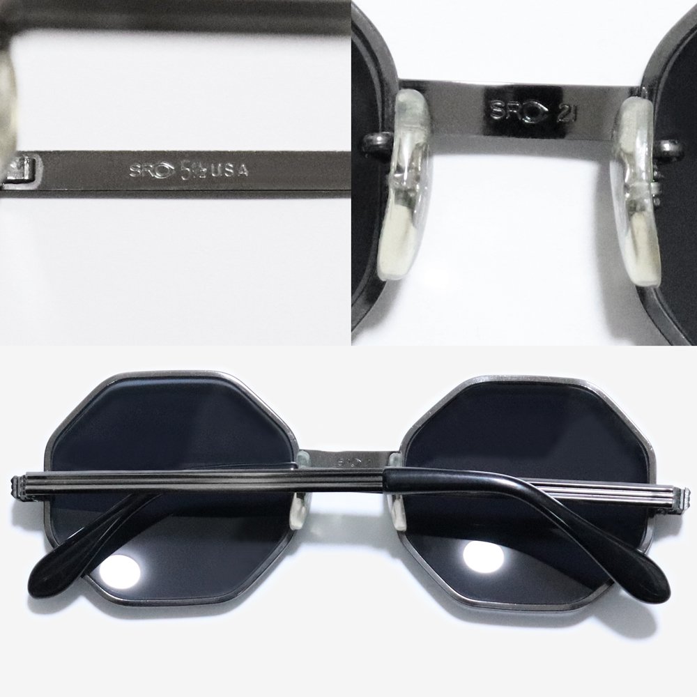 【Deadstock】1970's SRO Octagon Sunglasses Gun Metal Black -Made in U.S.A.- ｜  ビンテージ眼鏡 - American Classics