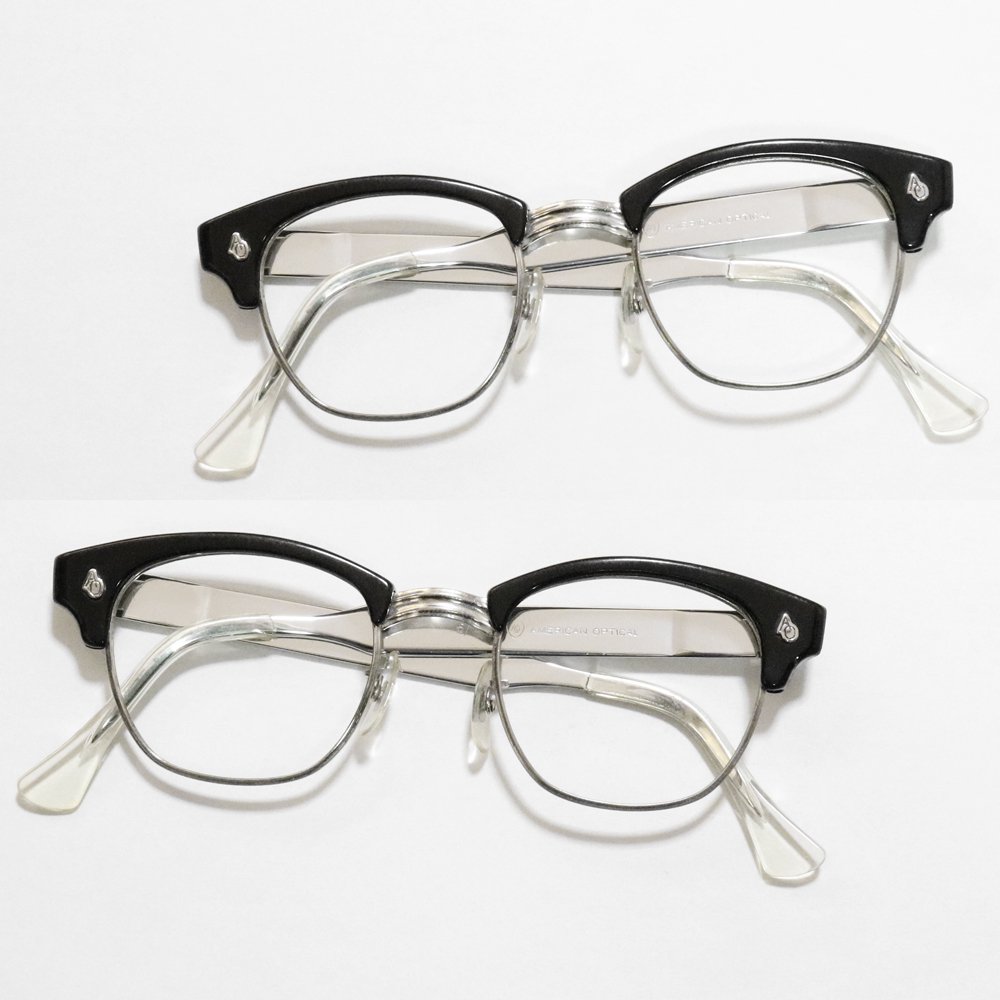 Vintage 1960's American Optical Browline Eyeglasses Black -Made in U.S