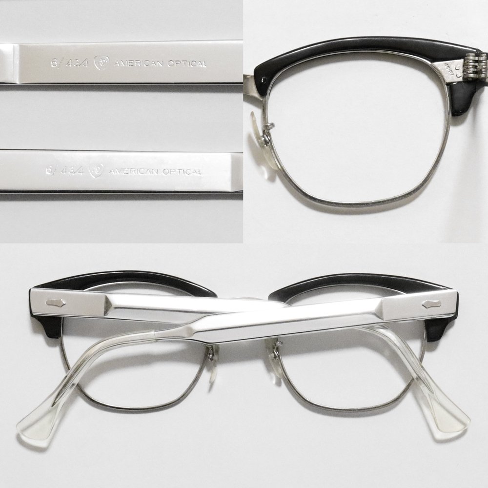 Vintage 1960's American Optical Browline Eyeglasses Black -Made in U.S