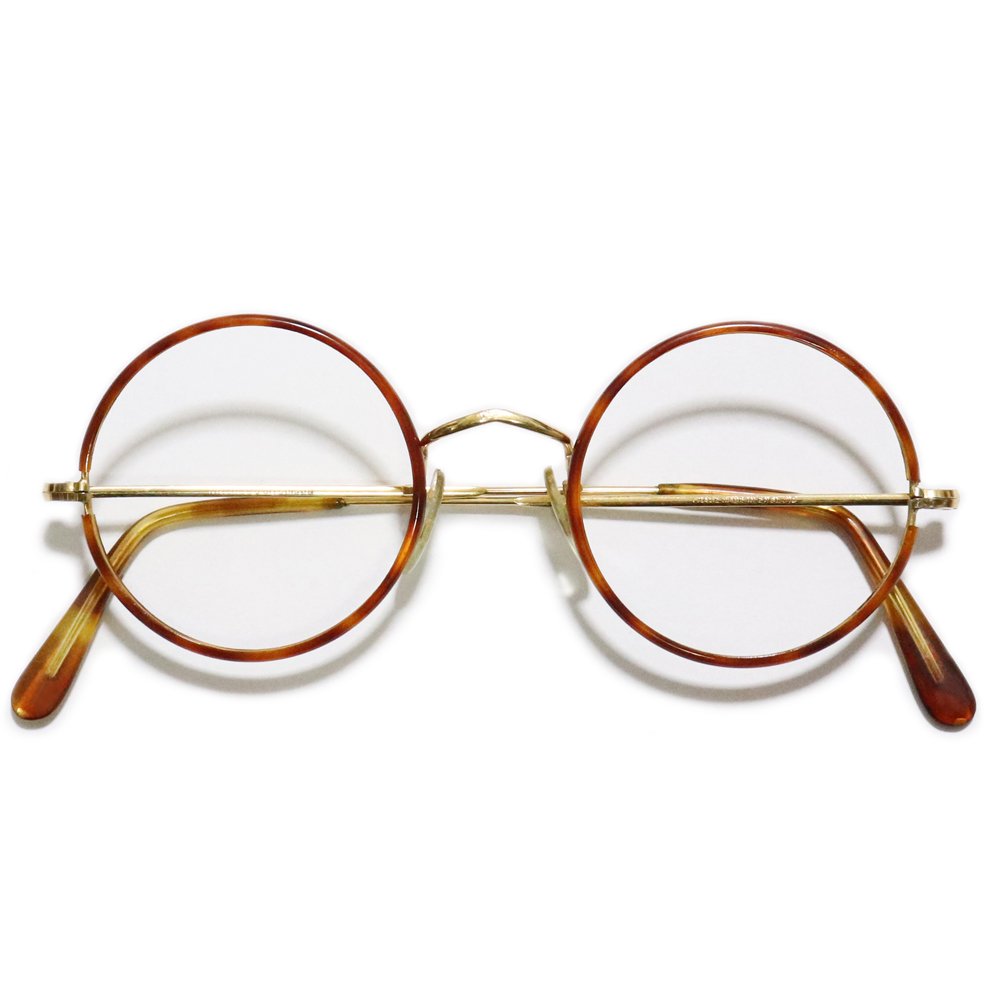 Vintage 1970's Dollond&Aitchison 14KTRG Round Eyeglasses with Amber Rim -Made in England-