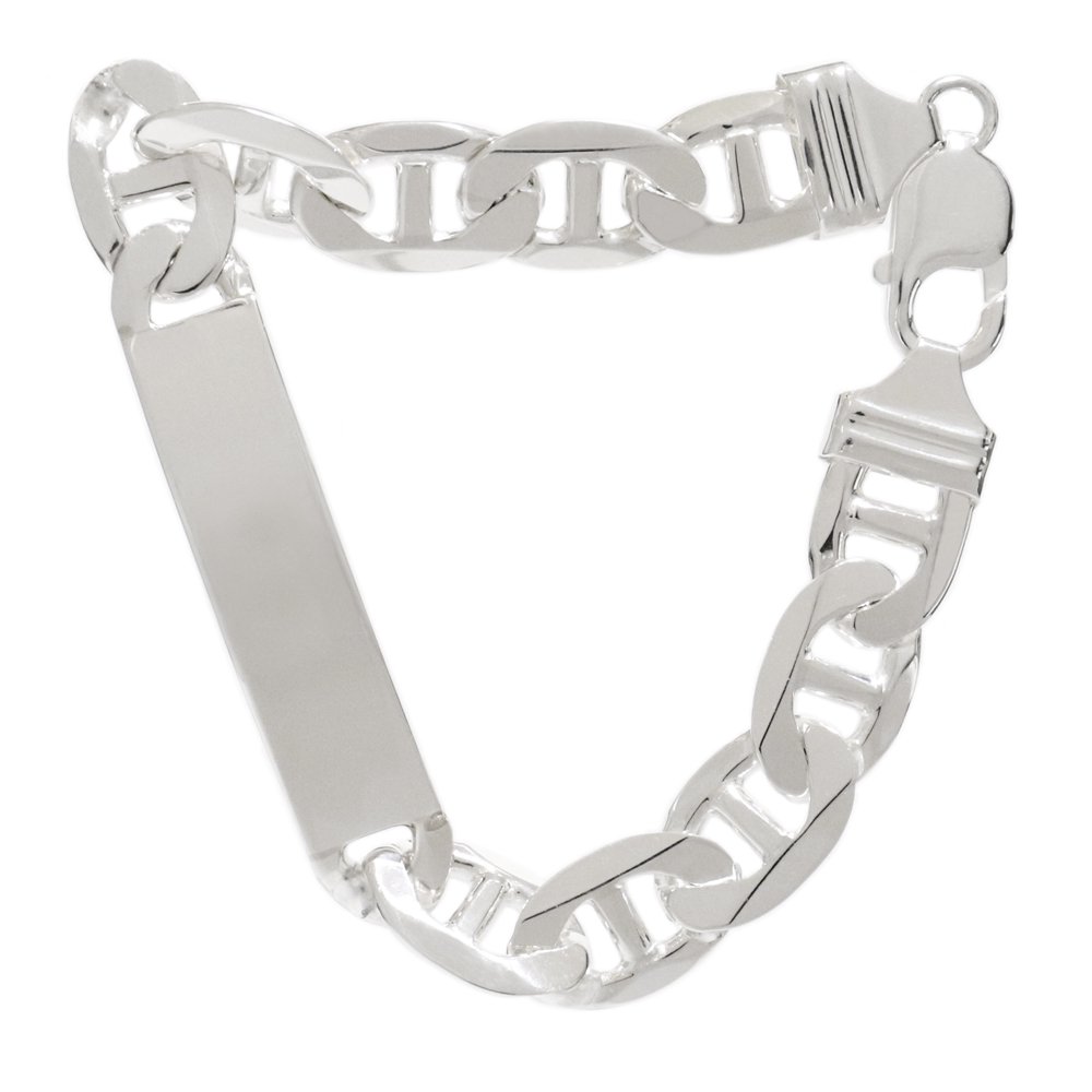 Silver 925 Anchor Link Chain ID Bracelet -12mm wide- ｜ シルバーヘビーIDブレスレット -  American Classics
