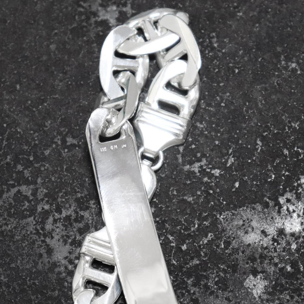 Silver 925 Anchor Link Chain ID Bracelet -12mm wide