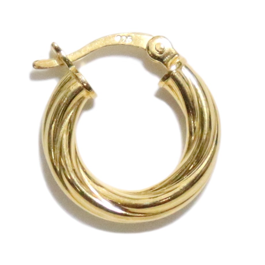 18K Gold-Plated 925 Sterling Silver Twist Hoop Earring -1 Pair-  ｜18金メッキスターリングシルバーツイストフープピアス - American Classics