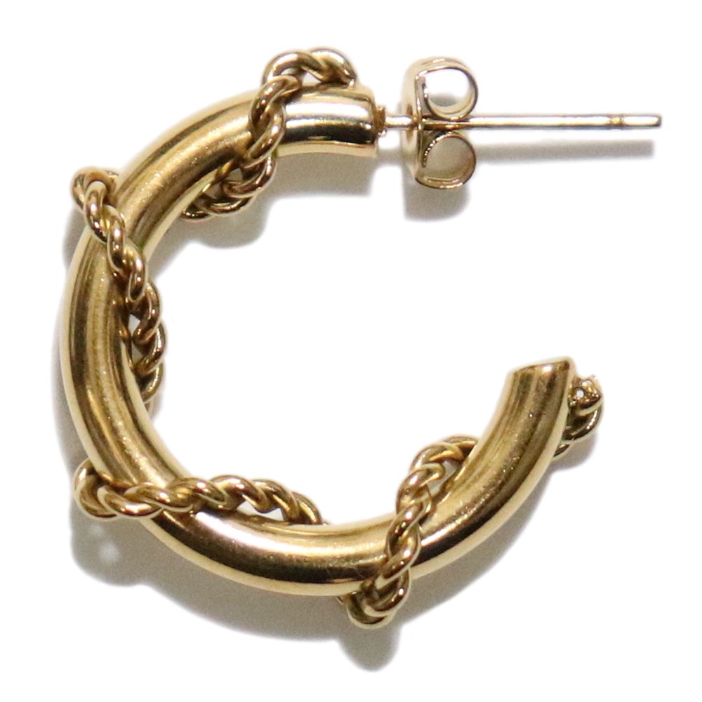 18K Gold-Plated Twisted Rope Plain Half Hoop Stud Earring -1 Pair-