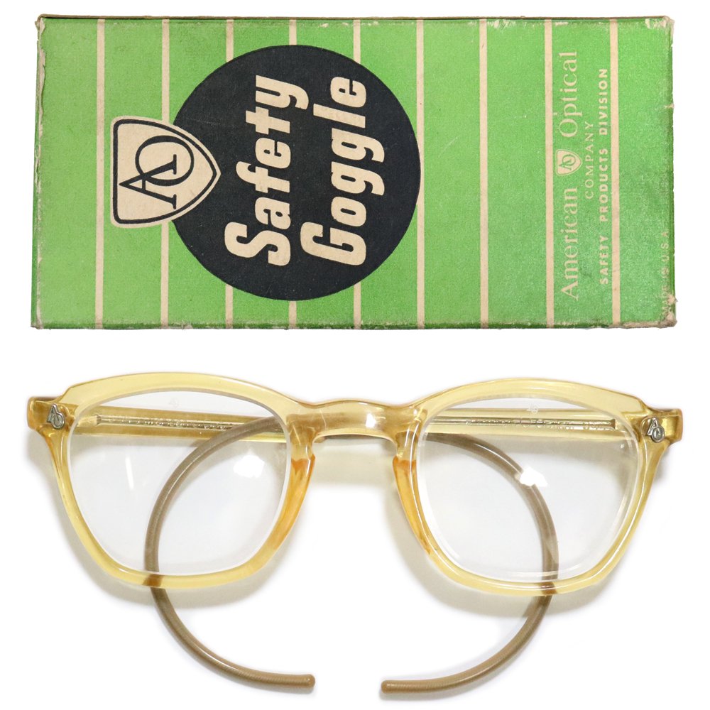 【Deadstock】Vintage 1950's American Optical Safety Eyeglasses -Clear Yellow-