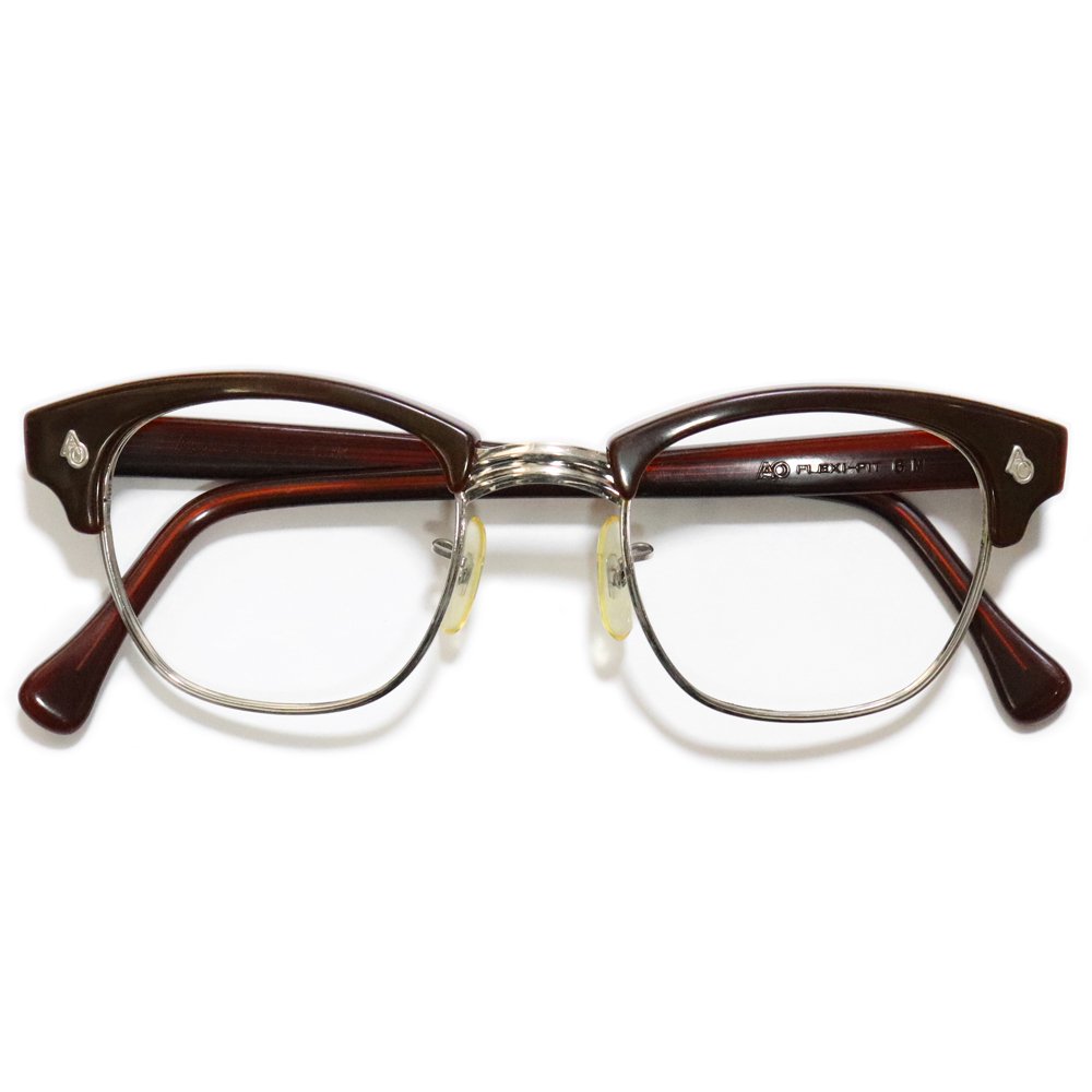 Vintage 1960's American Optical Browline Eyeglasses Brown -Made in U.S.A-