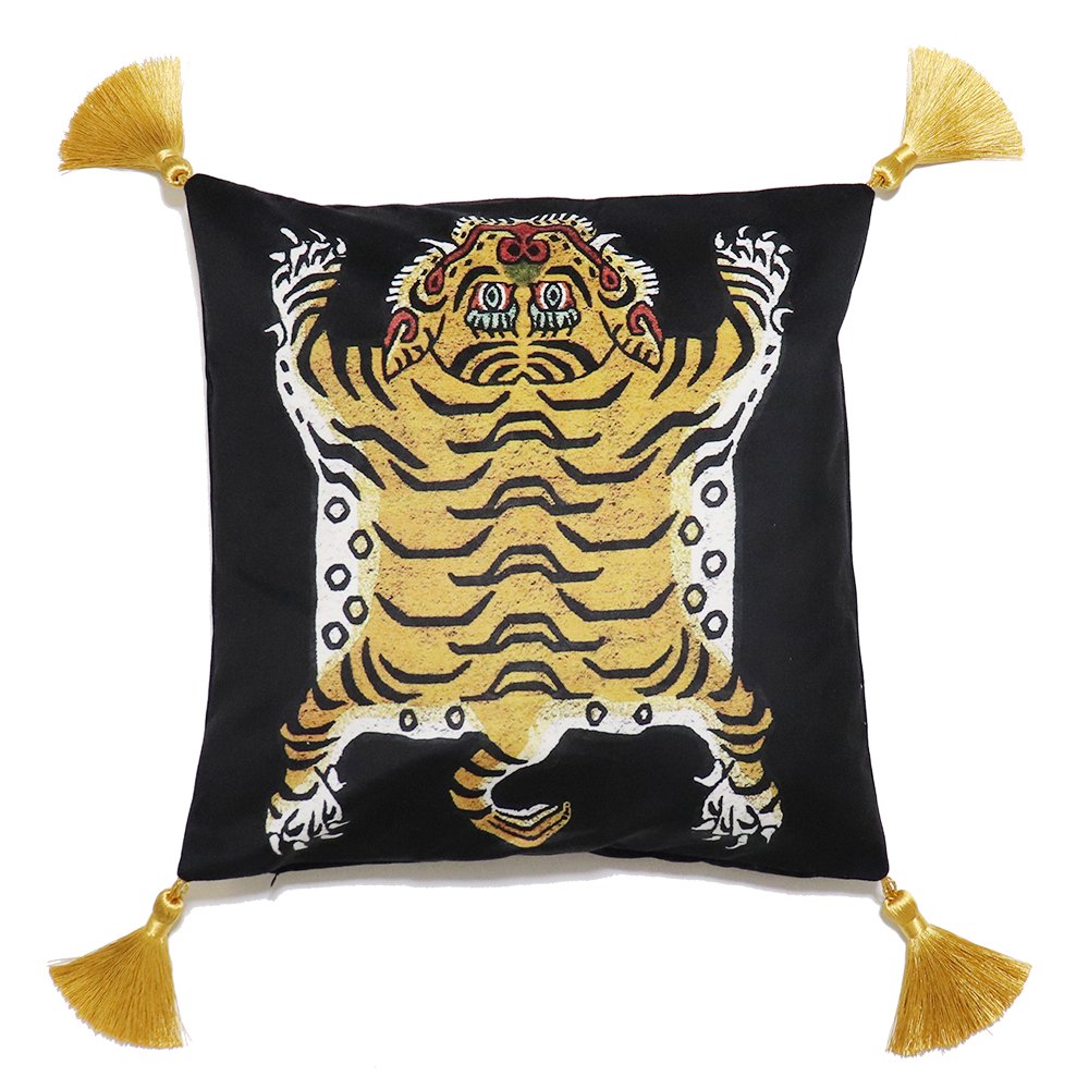 Tibetan Tiger Velvet Cushion Cover -Black-｜ チベタンタイガークッションカバー - American  Classics