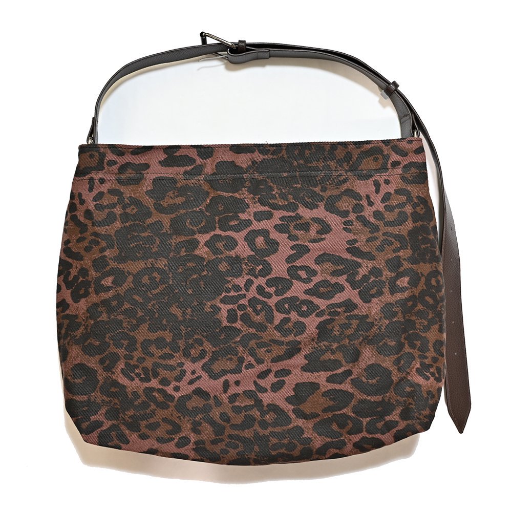 Dark Leopard Brown Leather Belt Shoulder Mail Bag