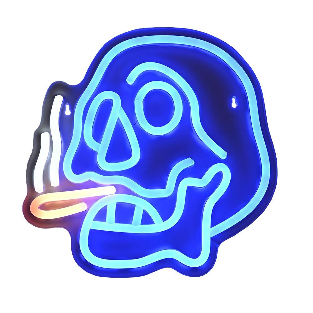 Smoking Skull Neon Sign