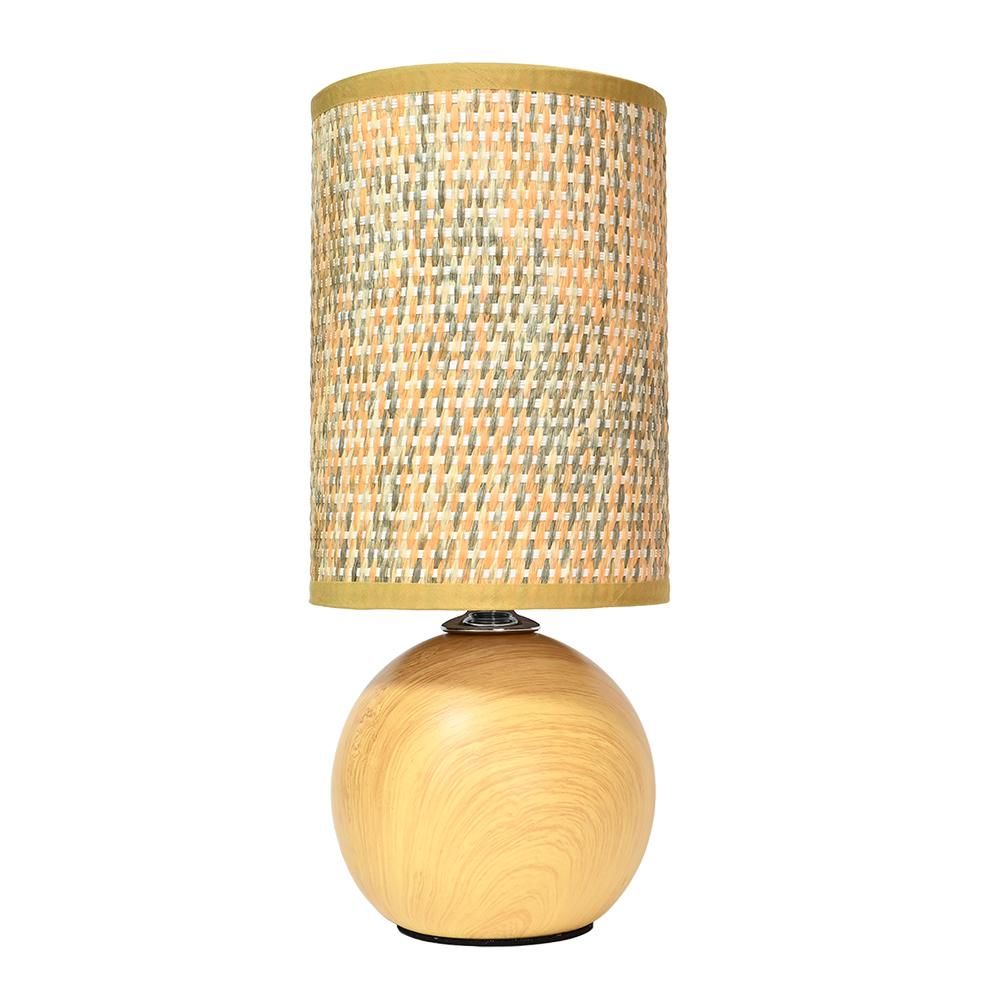Wooden Sphere Fabric Shade Table Lamp