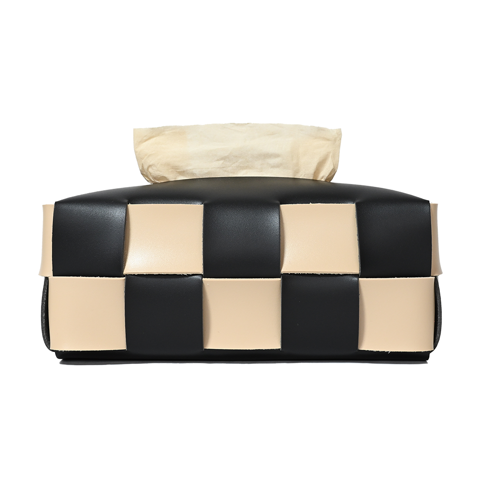 Leather Checker Tissue Box