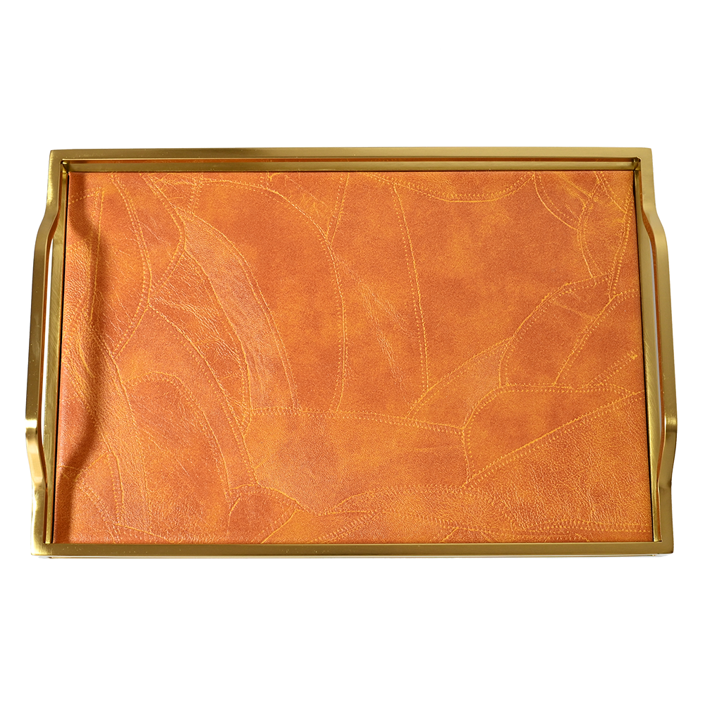 Camel Leather Brass Gold Tray