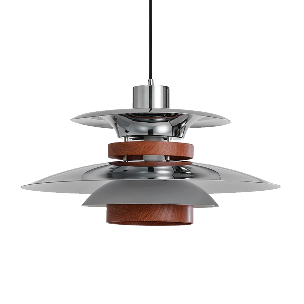 Silver Steel Walnut Wood Pendant Light