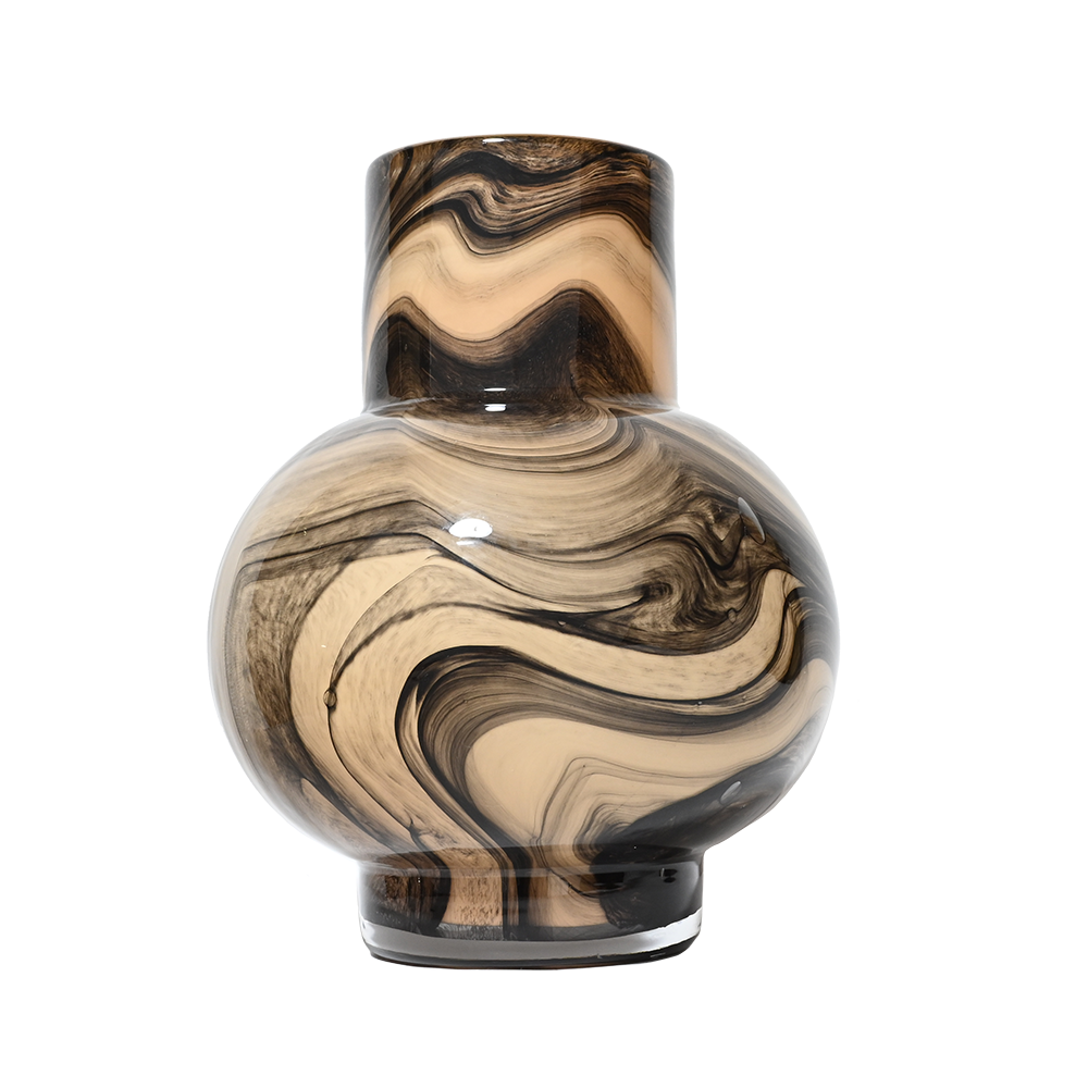 Tree Rings Pattern Glass Flower Vase -19cm-