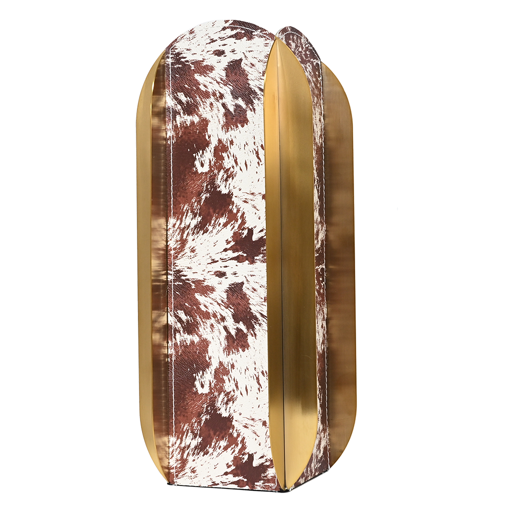 Animal Pattern Leather Brass Gold Flower Vase