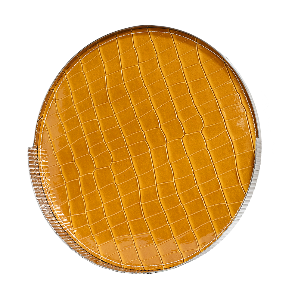 Enamel Camel Leather Circle Tray