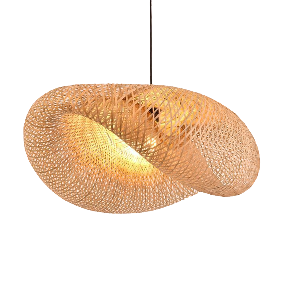 Bamboo Curved Ellipsoid Pendant Light