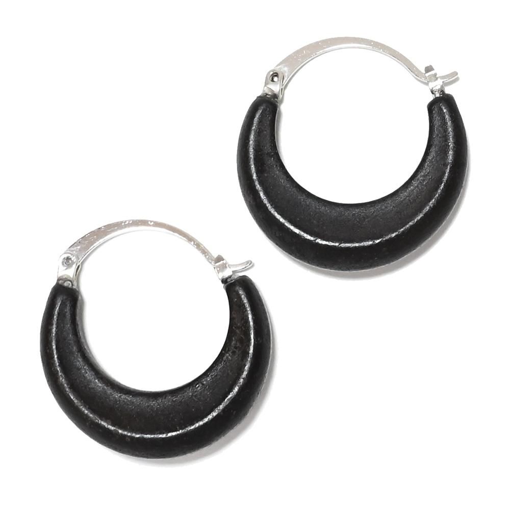 Black Wood Fat Moon Earrings -1 Pair-