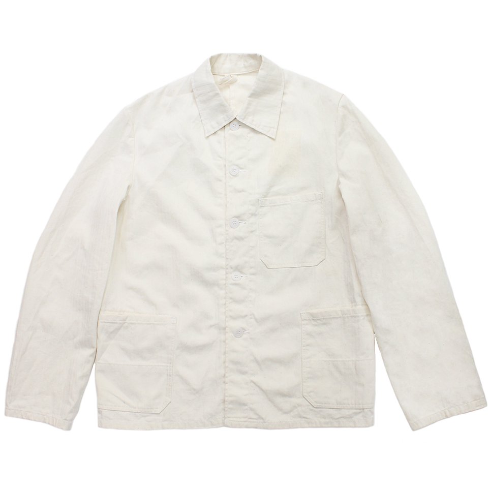 Vintage 70's French Herringbone White Work Jacket ｜ ユーロワーク 