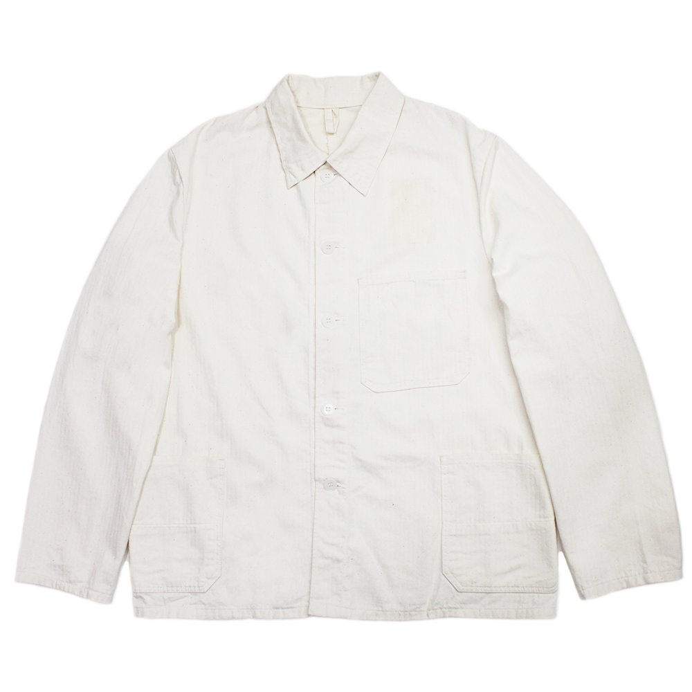 Vintage 70's French Herringbone White Work Jacket ｜ ユーロワーク