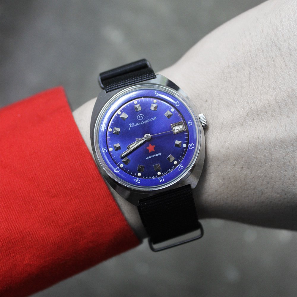 Vintage 60's Vostok BLUE KOMANDIRSKIE Military Watch -Soviet