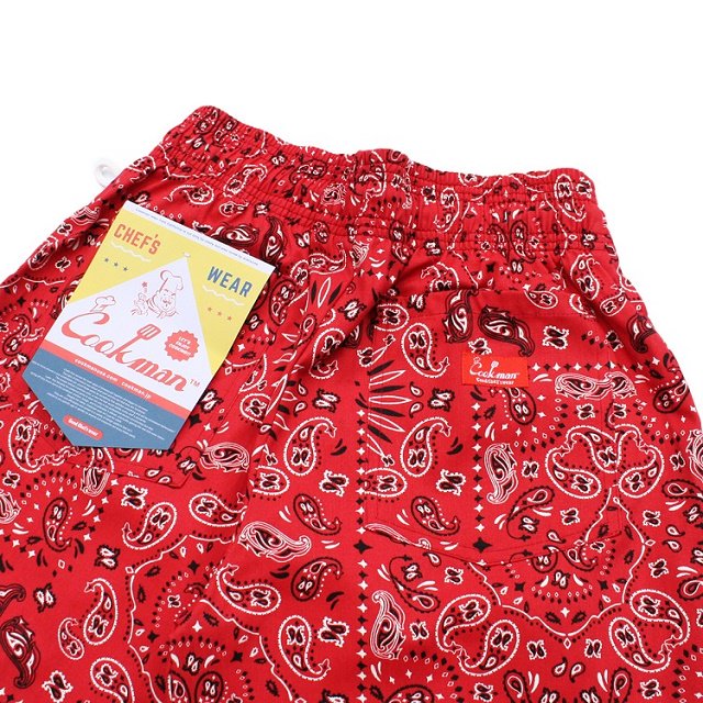 COOKMAN Chef Short Pants Paisley RED 10