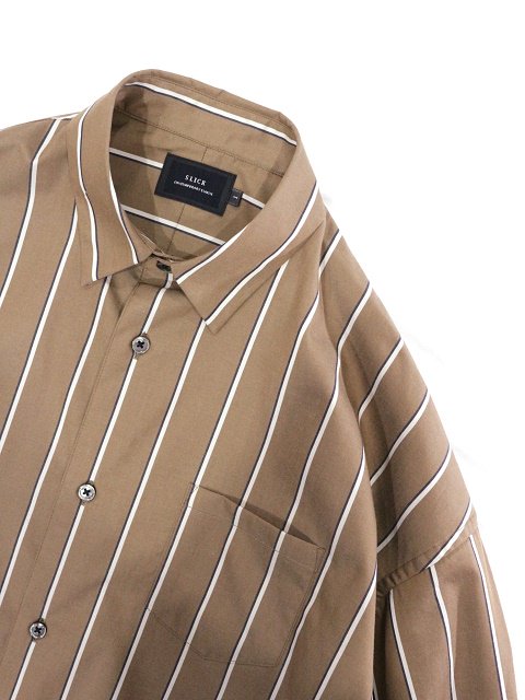 SLICK(スリック) - Stripe Dropped Shoulders Shirt(5156506-BROWN