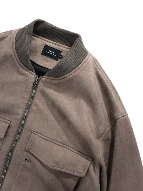 SLICK(スリック) - Stretch Faux Suede Bomber Jacket(5169609-BROWN