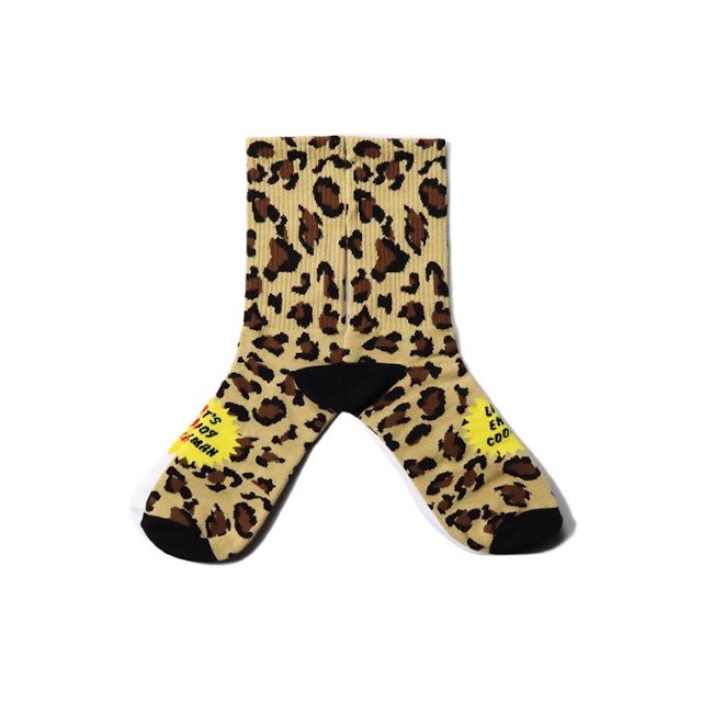  【COOKMAN】Rib Crew Socks Leopard