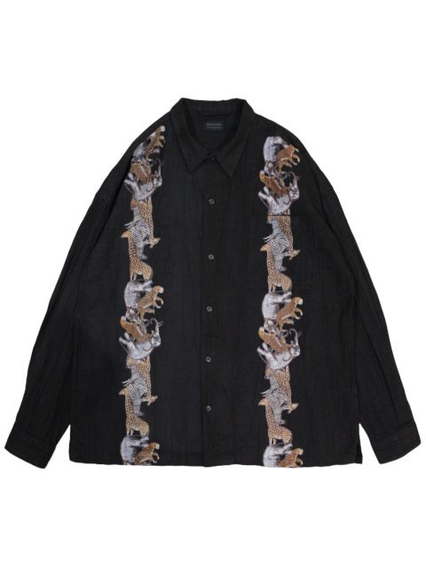 modem design(モデムデザイン) - Linen mix animal cuban shirt(M-2310259-BLACK) -  ReTrick