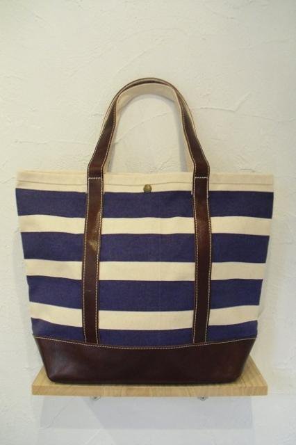 ROUND HOUSECANVASLEATHER BORDER TOTE BAG