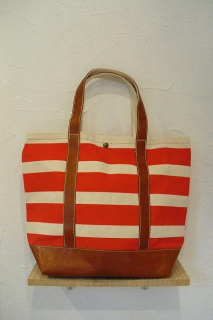 ROUND HOUSECANVASLEATHER BORDER TOTE BAG
