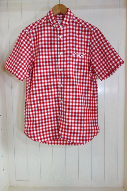 maillot　Sunset Big Gingham Work S/S Shirts （ビッグギンガムワーク半袖シャツ） BIG RED×WHITE  - colors＋（カラーズ） online